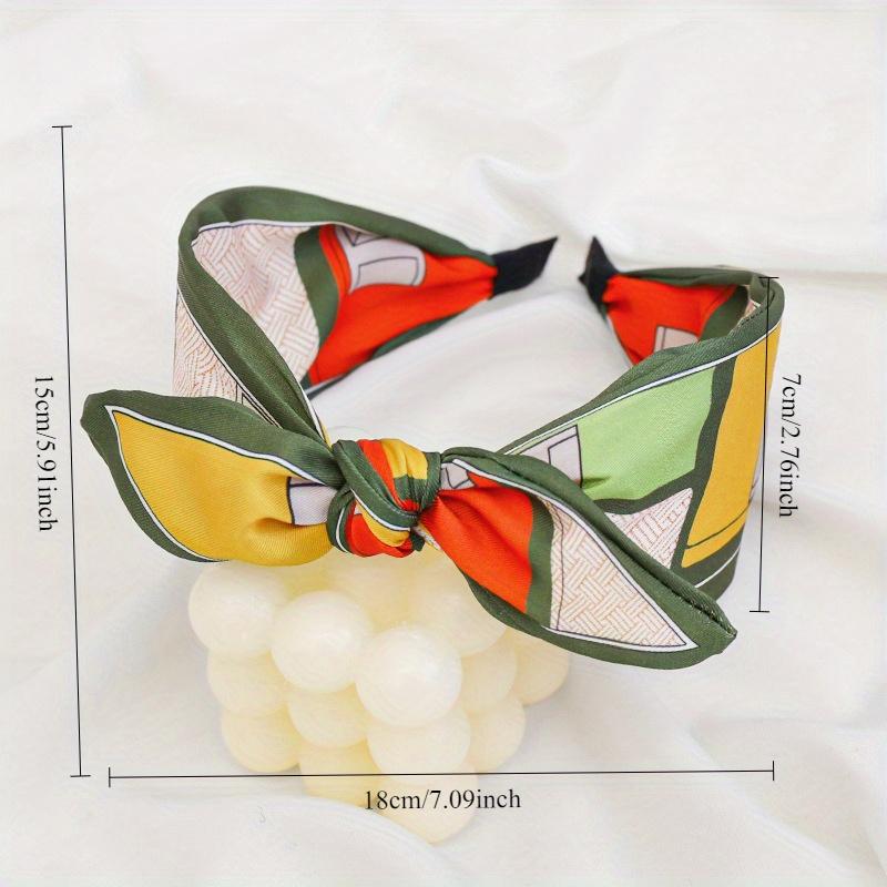 Women's Colorful Floral Pattern Elegant Vintage Mixed-Color Wide-Band Rabbit Ear Headband Set Suitable for Daily Wear