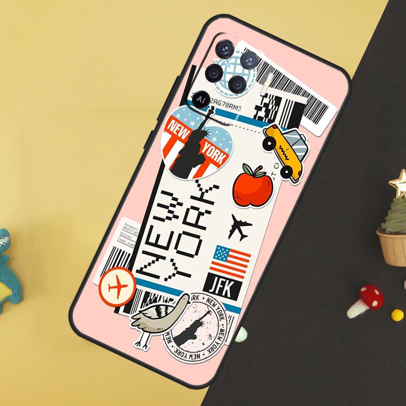 Travel Boarding Pass Tokyo Case For Oppo A58 A78 A98 A18 A38 A74 A94 A54 A15 A17 A57 A6 A5 Pro A16 A76 A96 A40 A60 A80