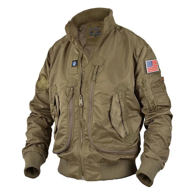 

New Men Tactical Military Jackets Big Pocket Pilot Baseball Air Force Coat Army Bomber Jacket Motorcycle Outwear 3XL хакі