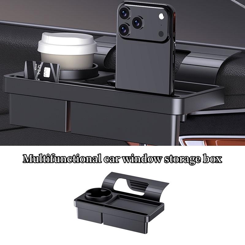 Car Organizer Box Side Door Window Hanging Storage Rack ABS Multifunctional Cup Stand Phone Holder Storage Tray Car Accessories