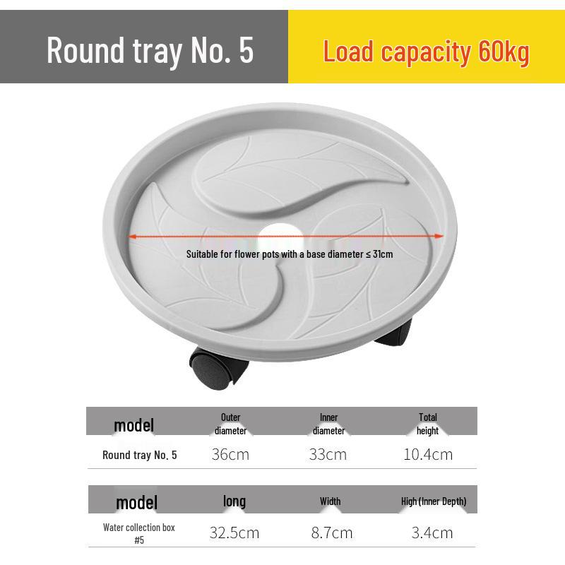 Mobile Plant Tray with Wheels and Water Reservoir - Leak-Proof, Thickened Plastic Base