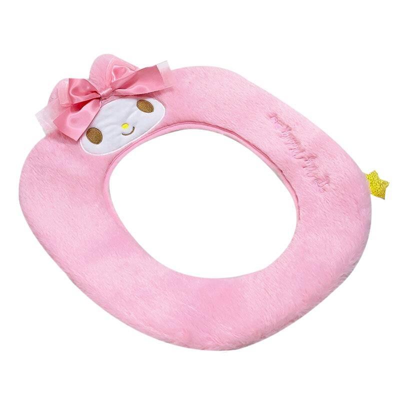 Cute My Melody Plush Toilet Seat Cover Adhesive Style Home Bathroom Winter Fall Use
