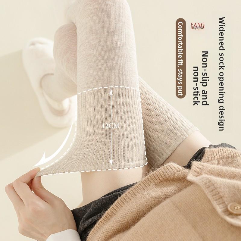 Long Thigh-length Women's Pure Cotton and Fleece Knee-high Knee Support Stockings for Winter - Thigh Socks