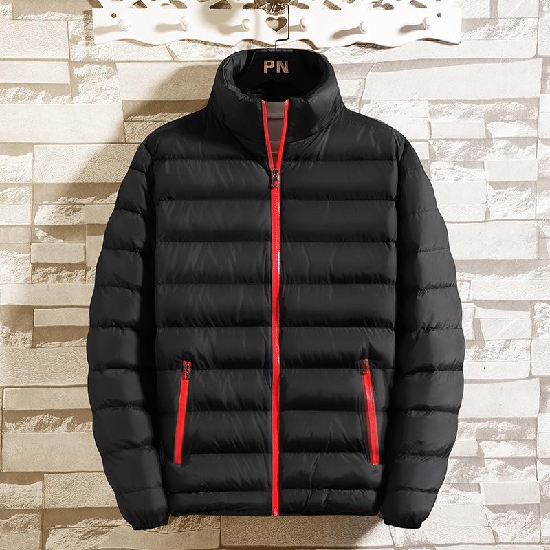 

New Thickened Cotton-padded Men s Stand-up Collar Zipper Cardigan Cotton-padded Outdoor Large-size Cotton-padded Jacket 5XL чорний