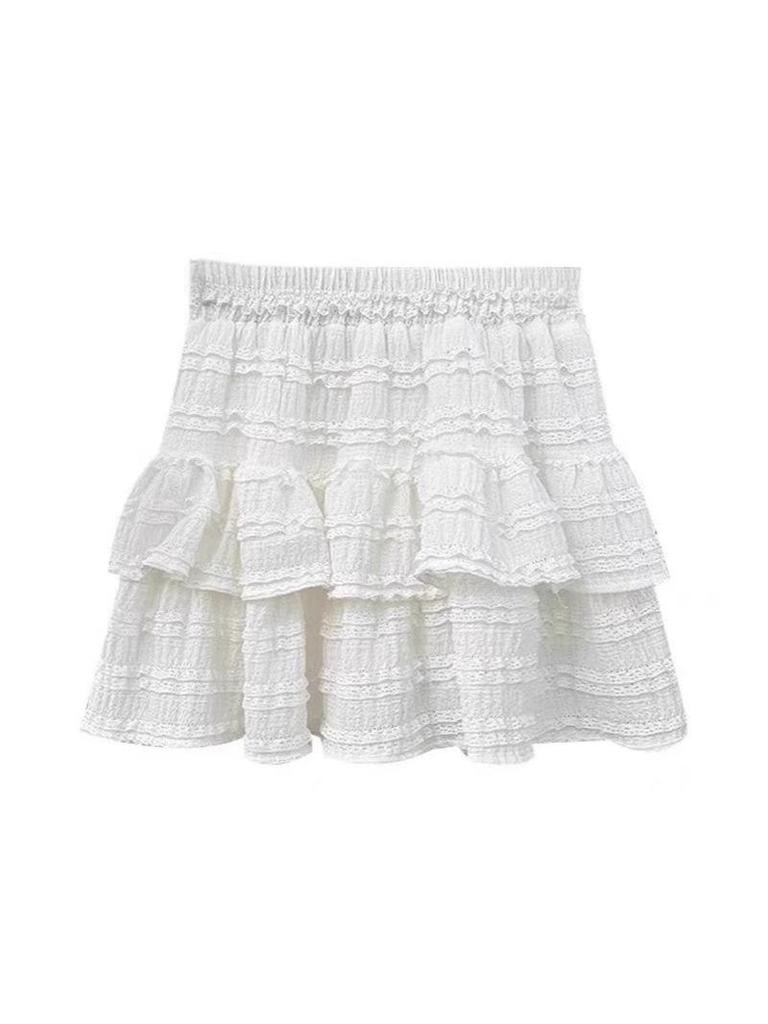 Spring Sweet Ballet Lace Puff Skirt