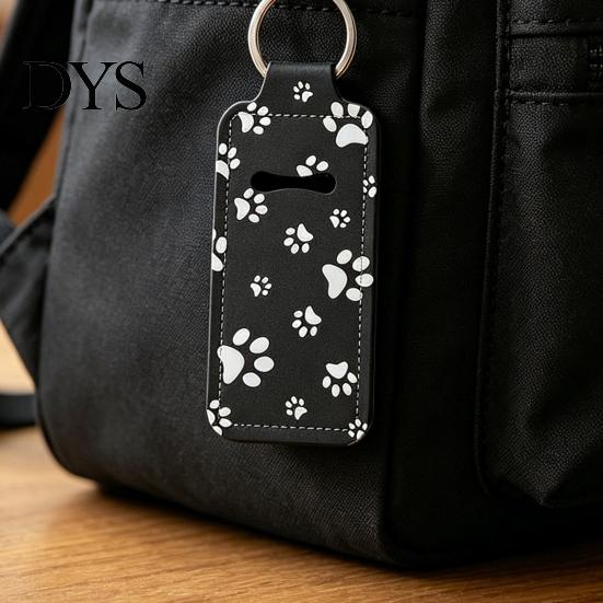 Lippenstifthalter mit Metallring Hundepfoten-Schlüsselanhänger, Lippenbalsam-Haltering, Hängender Schutz-Schlüsselanhänger für Tasche Rucksack Schultasche Druck-Schlüsselanhänger