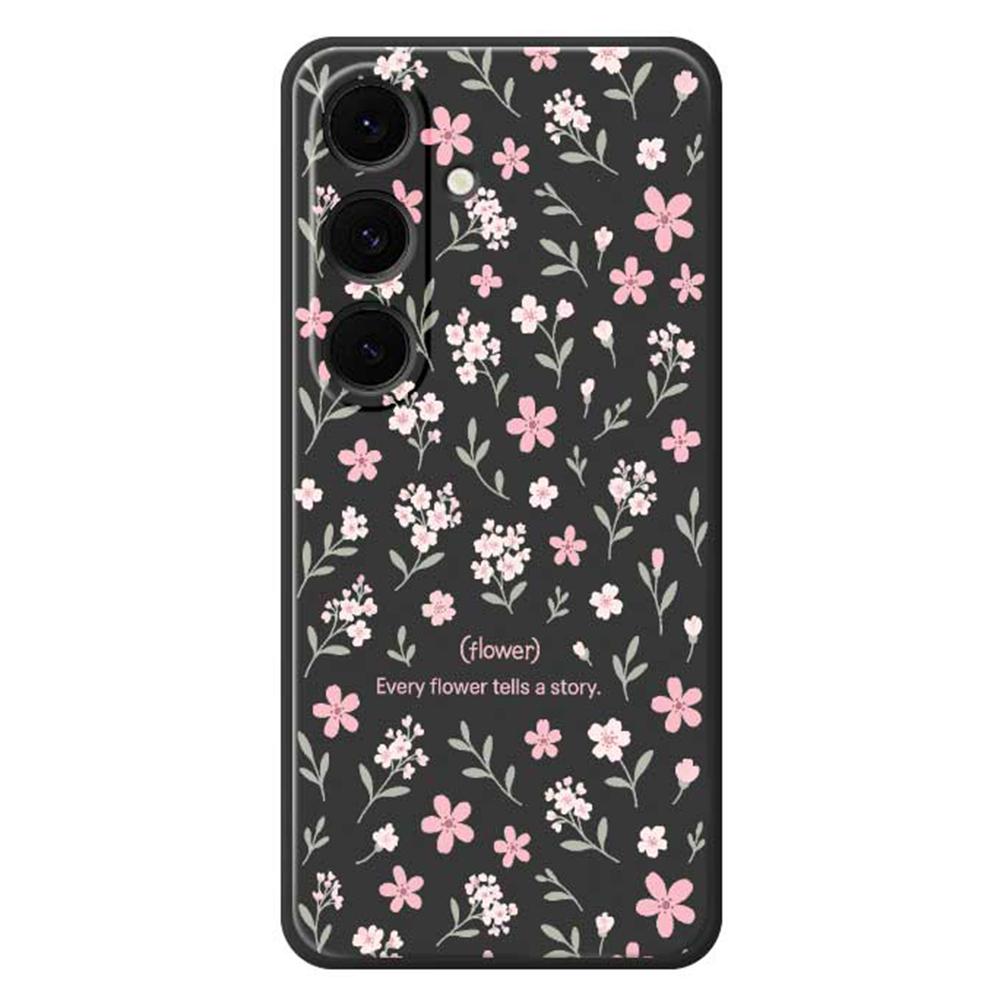 For Samsung Galaxy S24 FE Case Small Flower Pattern Printing Straight Edge TPU Phone Back Cover