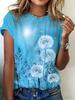 2026 New Women 3D Dandelion Graphics Print T-Shirts Fashion Casual Clothes Short Sleeves Top Summer Tees O-Neck Women's Clothing