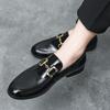 Men's Casual Shoes Genuine Leather Mens Classic Retro Buckle Loafers Patent Leather Men Comfortable Outdoor Driving Flats