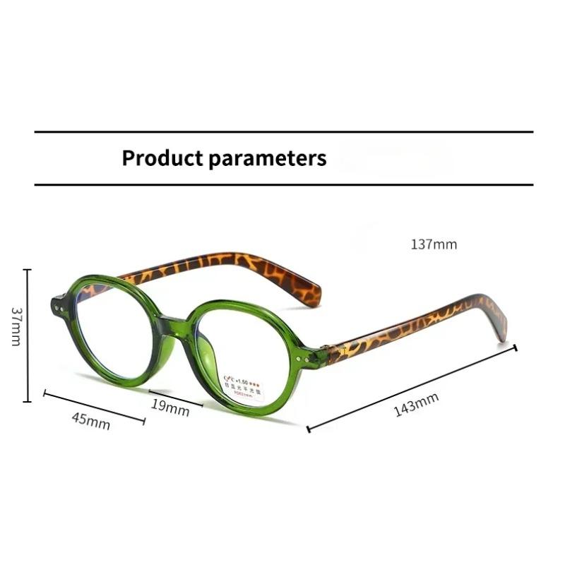 Retro Small Frame Presbyopia Photochromic Glasses Oval Frame Green Tortoiseshell Reading Glasses Anti Blue Light Eyewear