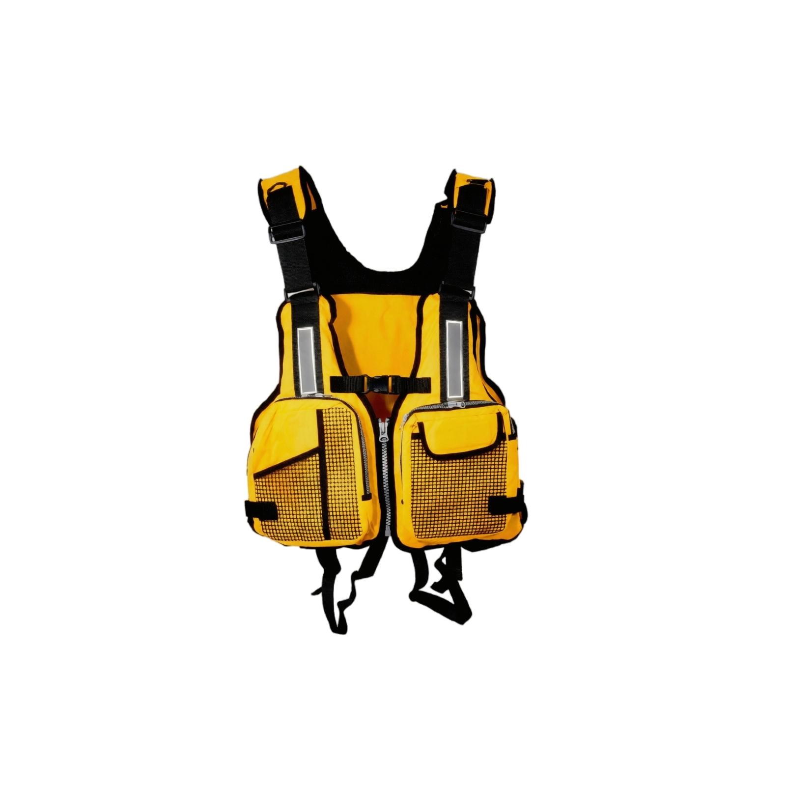 

Portable Foldable Buoyancy Vest with Front and Back Reflective Strips Adjustable Size Whistle Included for Water Safety and Outdoor Activities one size жовтий