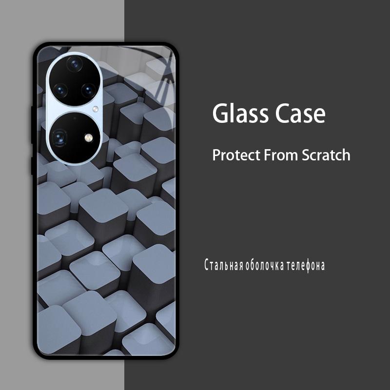 For Huawei P50 Pro Case P50E P 50 Luxury Tempered Glass Phone Case For Huawei P50 E Back Cover Fashion Protective Coque P50Pro