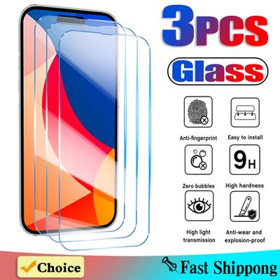 3 Stück Klare Vollabdeckung Displayschutzfolie für iPhone 6 7 8 Plus X Xs Max XR Gehärtetes Glas für iPhone 11 12 13 14 15 Pro Max Mini