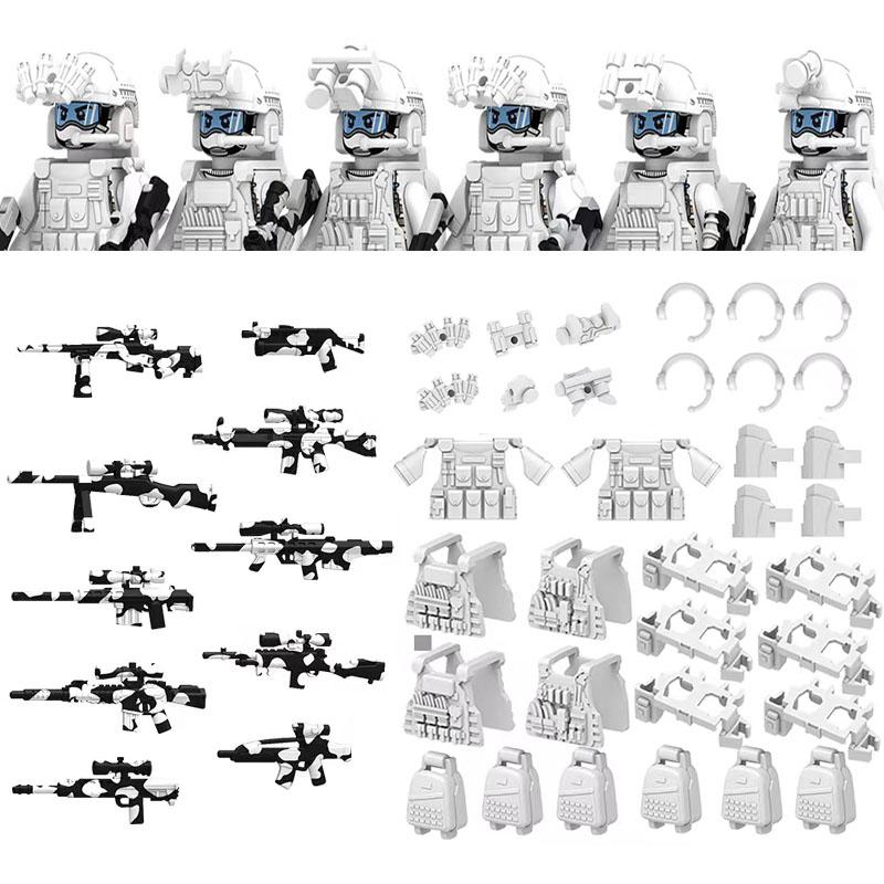Promotions! 6Pcs Military Ghost Commando Army Soldiers Model Action Figure Blocks Construction Building Bricks Toys For Children