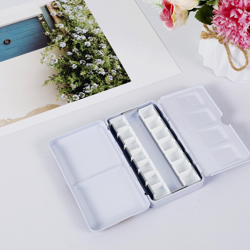 Empty Watercolor Palette with 52 Detachable Half Pans Compact Portable Paint Tray Watercolor Paint Plate Box for DIY Artist