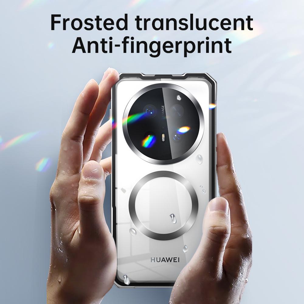 Detachable Case For Huawei Mate 60 70 Pro Translucent Frosted Magsafe Removable Backboard Metal Bumper Grip Cover