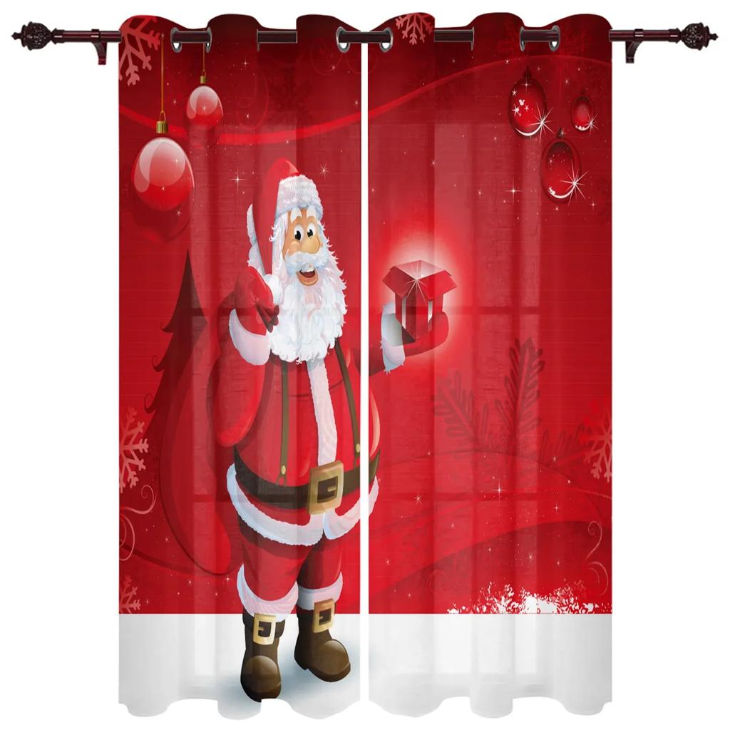 Christmas Santa Claus Decor Ball Curtains Bedroom Living Room Drapes Kitchen Children Window Curtain Home For Area Made Of Polyester