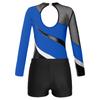 Kids Girls Long Sleeve Gymnastic Leotard with Shorts Athletic Dance Unitards Performance Competition Costume