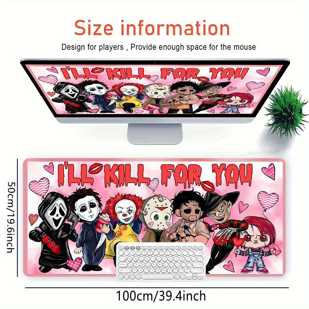 Large Multi-Size Non-Slip Rubber Base Horror, Anime, Characters Mouse Pad, Stitched Edges Keyboard Desk Mat for School, Office, Home, Gift f