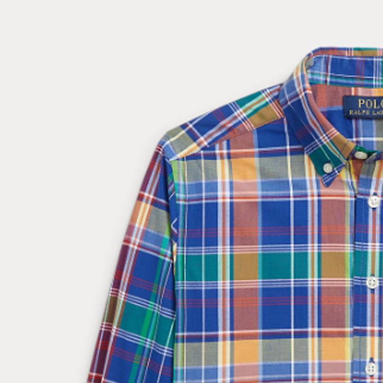 Polo Ralph Lauren SS24 Plaid Pony Print Pointed Collar Casual Long Sleeve Shirt Kids Shirts Multicolor CWPOWOVY6820458-999