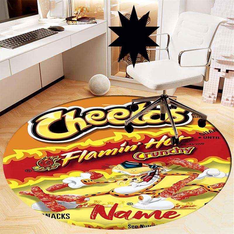 Custom Name Cheetos Printed Round Rug Carpet Chair Rug Area Rug Entryway Doormats,for Office Chair Living Room Bedroom Kitchen Room.