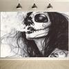 2D Day of the Dead Tapestry Sugar Skull Lady with Smoke Art Background Cloth
