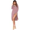 YYFS Women's Fashion Spring Fall Stripe Print Long Sleeve POLO Neck Loose Waistline Casual Dresses