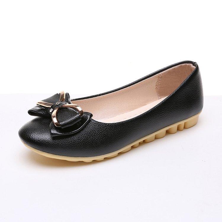

New Korean version of fashionable women s single shoes flat heel round head bow single shoes 36 чёрный