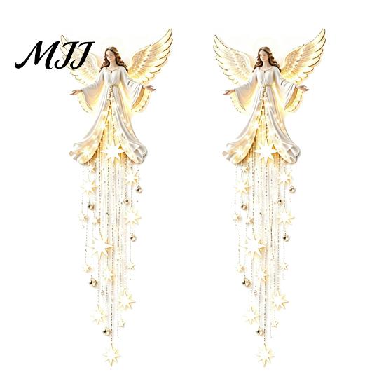 Guardian Angel Gift Blessing Wall Light, Cascading Glowing Star Christmas Lamp, LED Vintage Home Accents Starfall Effect Figurine for Bedroom