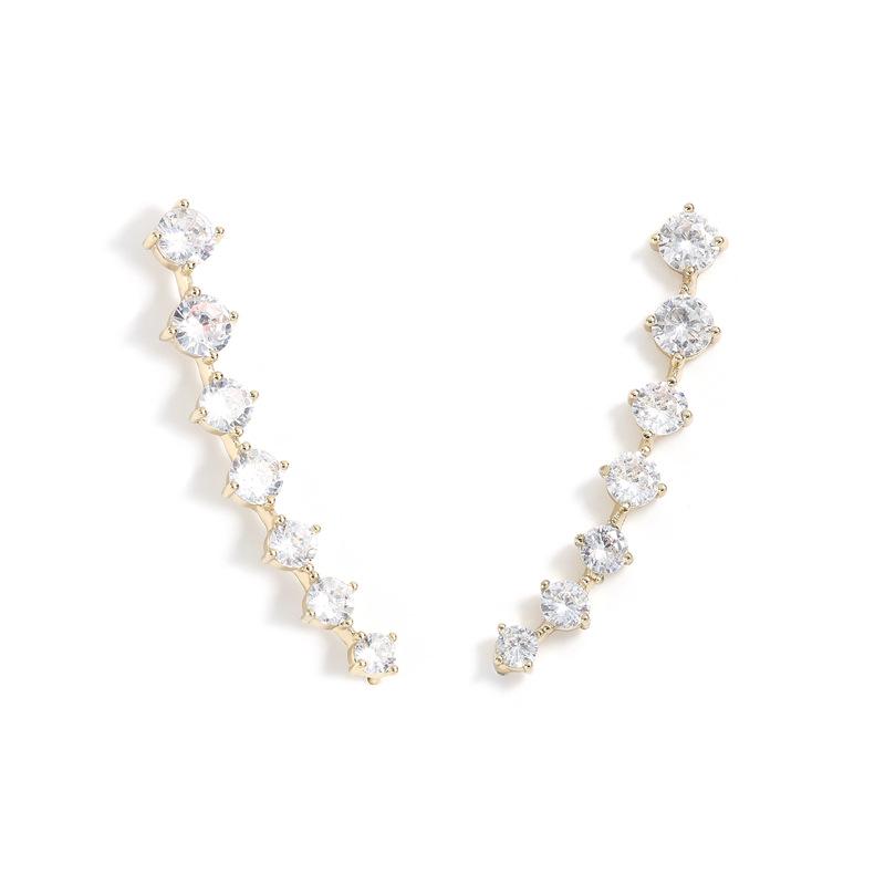 Two-Way Zircon Claw Earrings: Creative Sparkling Diamond Ear Clips & Hooks for Students
