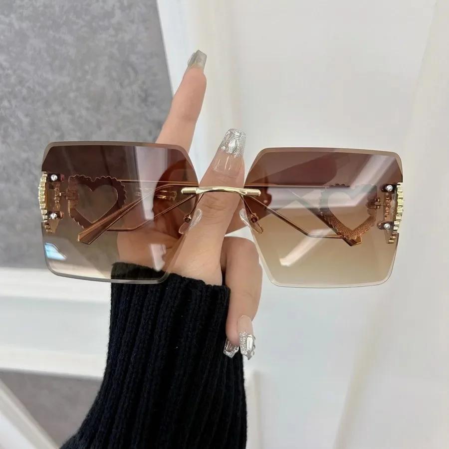 Lunettes de soleil carrées de personnalité Femmes Hommes Lunettes de soleil sans monture Femme Homme Marque de créateur Classique Voyage Extérieur