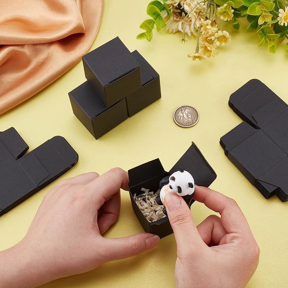 3sets Cardboard Paper Packaging Boxes Square Black 4x4x4cm 10pcs/set