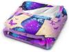 Purple Blue Butterfly Art Print Fleece Blanket Magical Nature Design Soft Cozy Throw Home Decor For Living Room Or Bedroom Gift