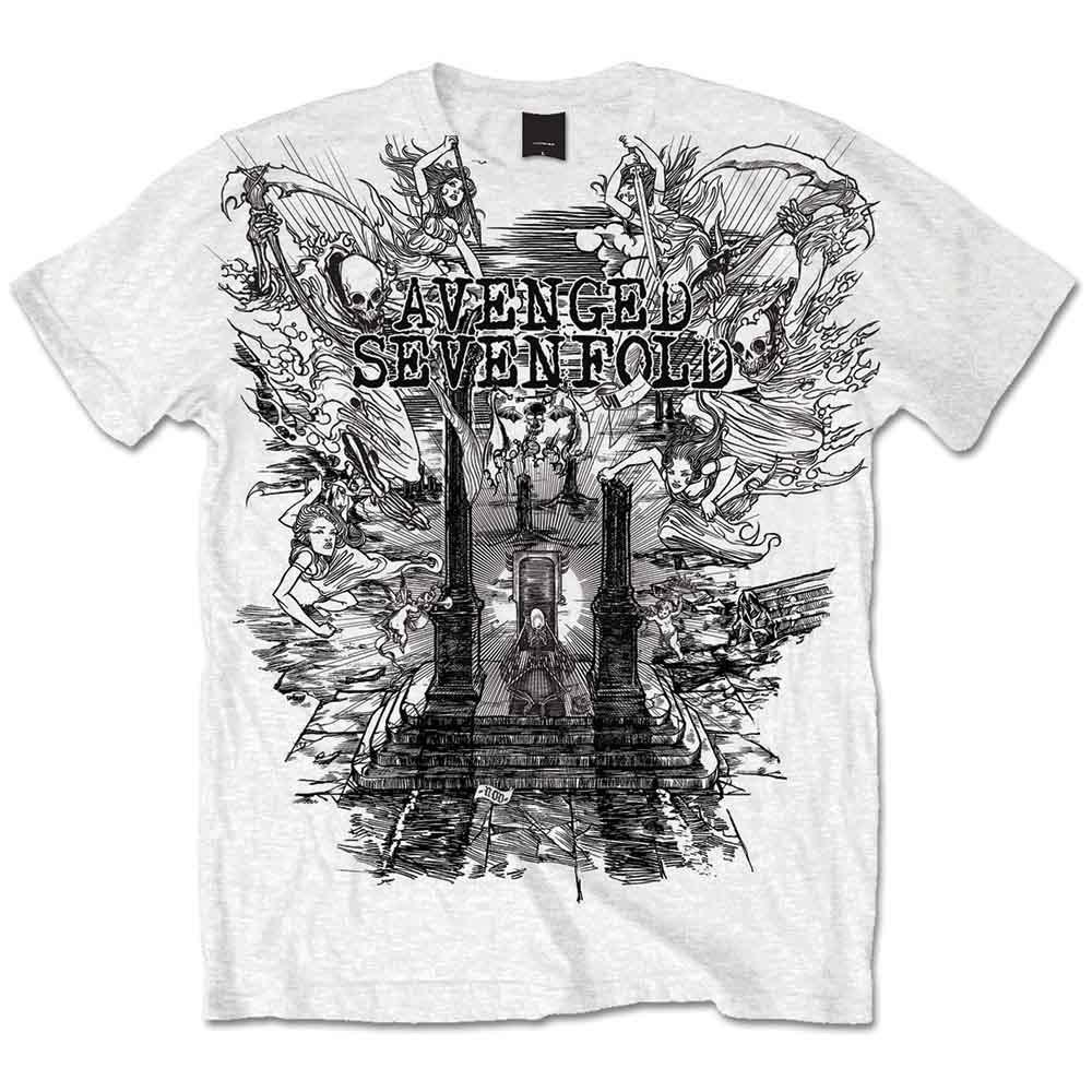Avenged Sevenfold T Shirt Land of Cain Band Logo new Official Mens White Unisex T-Shirt XXL