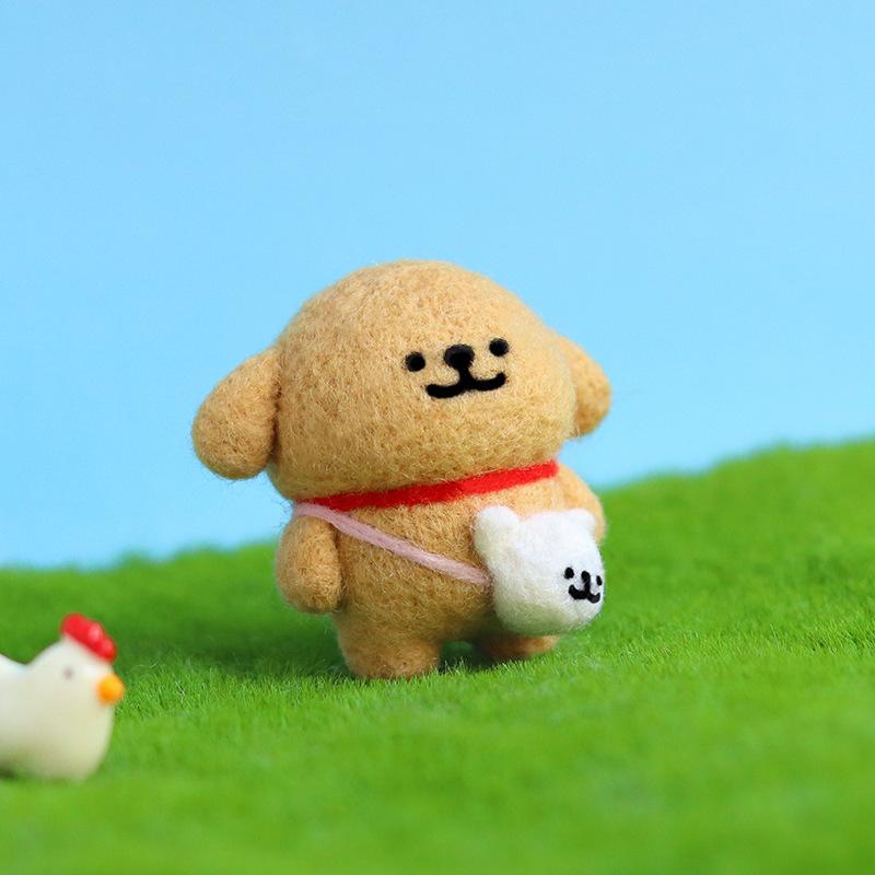 1Pc Puppy Doll Ornament Wool Felt Poking Fun DIY Material Kit, for Home Living Room, Bar, Restaurant Wall Decoration