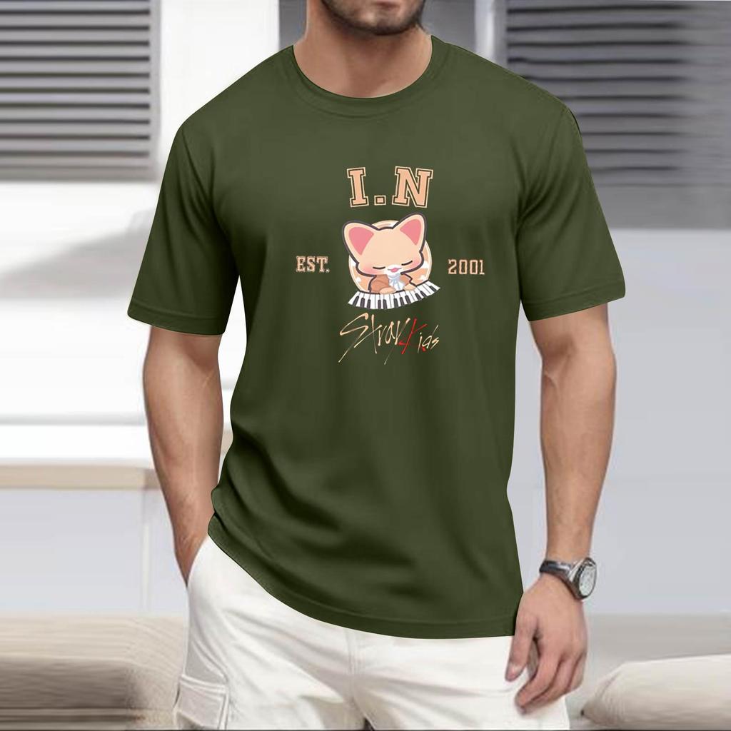 Men's Popular T-shirt Printed Round Neck Short Sleeve T-shirt