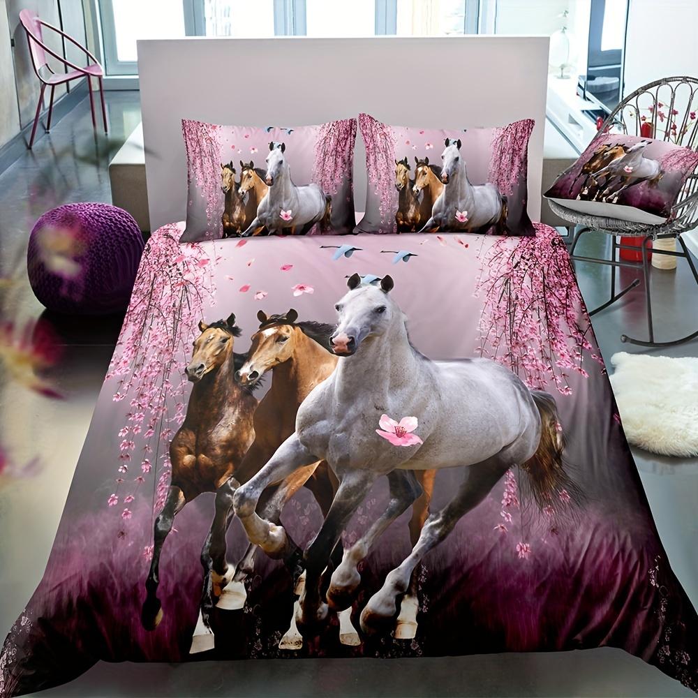 

Soft And Breathable Horse Duvet Cover Set For Bedroom Guest Room And Dormitory Skin-Friendly And Comfortable Bedding Set 135X200cm