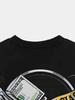 Mens print tshirt with dollar bills prayer hands and rosary black casual shortsleeved tshirt for outdoor recreation