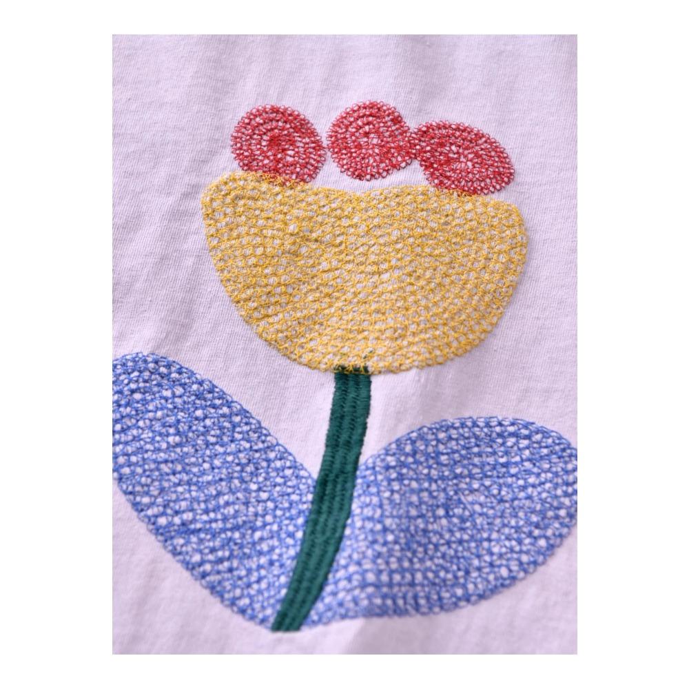 DIMANAF 2025 Summer Cotton T-shirt Women Printing Embroidery Asymmetrical Short Sleeve Loose