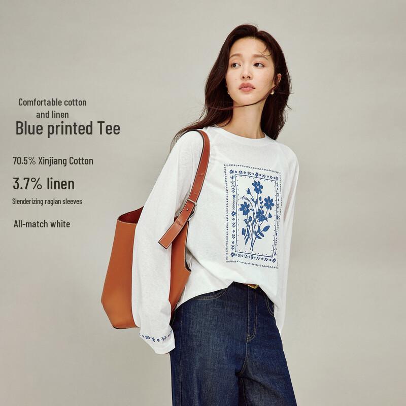 INMAN Women s Blue Printed Raglan Sleeve T-Shirt XL