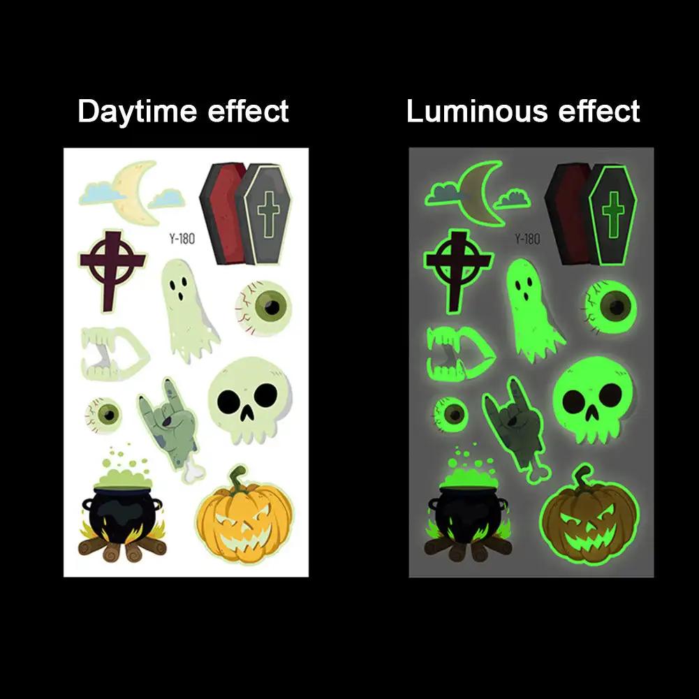 Spider Temporary Tattoo Sticker Realistic Waterproof Design Semi-Permanent Glow-in-the-darkScary Fake Tattoo for Halloween