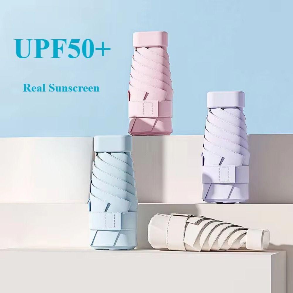UV Protection Mini Sun Umbrella UPF50 Hand Operated Parasol Compact Travel Rain Umbrella  Travel