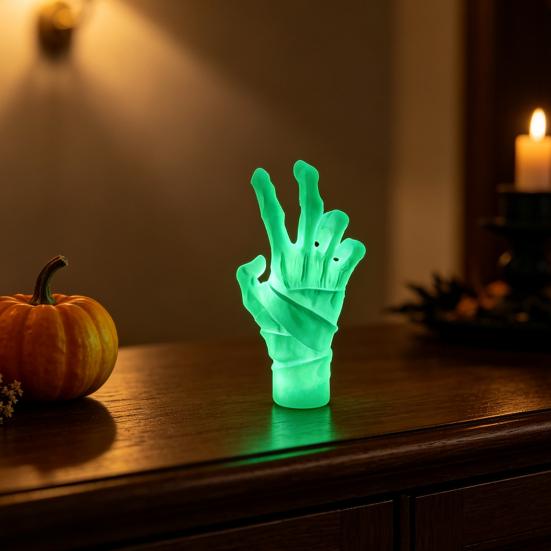Glow in The Dark Spooky Figurine 3D Printed Mummy Hand Ornament, Statue with Bandage, Secret Room Landscaping Accessory Realistic Zombie for Halloween