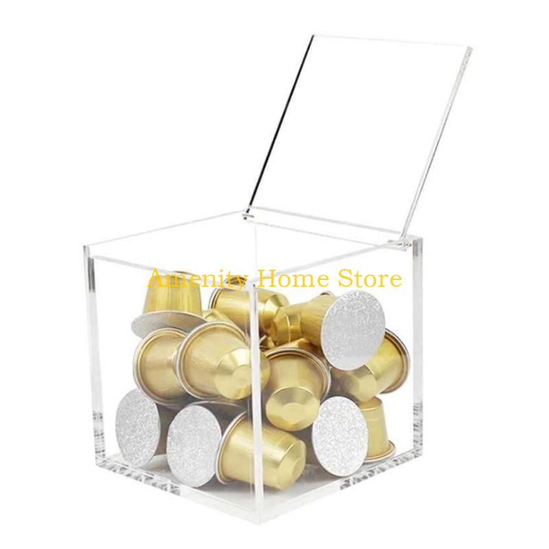 F26C Household Coffee Capsules Accessories Home Office Supplies Clear Acrylic Coffee Pod Dispenser Capsule Coffee Storage Box
