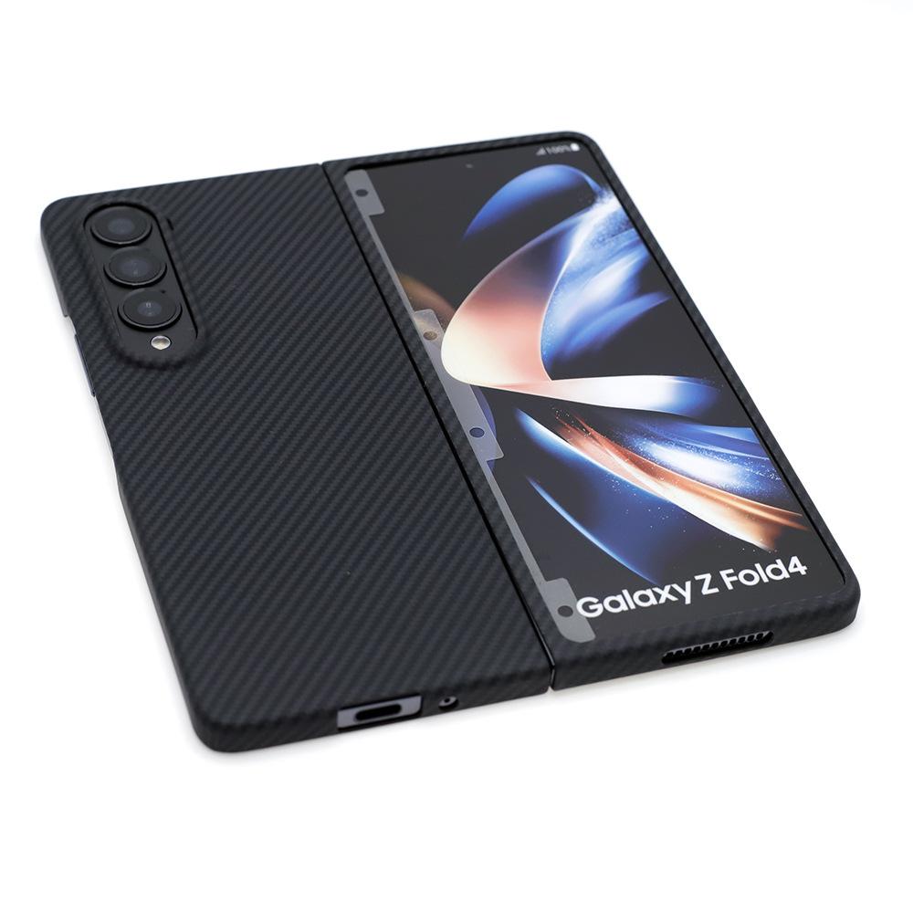 3K Twill Carbon Fiber Phone Case for Galaxy Z Fold 4 Camera Big Hole Crater Aramid Fiber  Flip 4 Phone Case