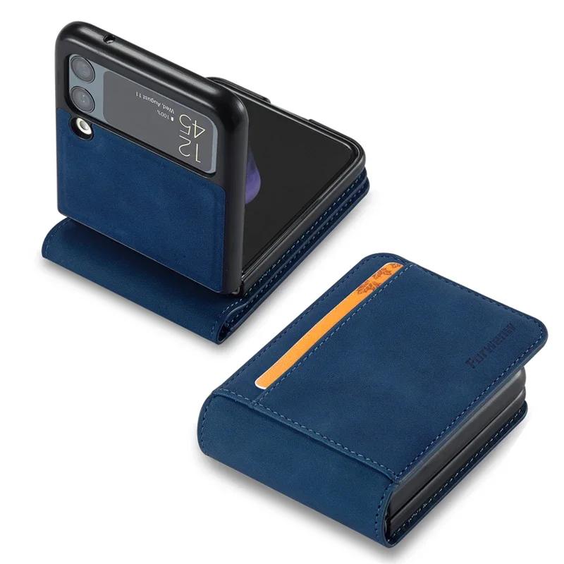 Luxus-Leder-Wallet-Hülle Für Samsung Galaxy Z Flip 6 5 4 3 Cover Kartensteckplatz Halter Business-Handytasche Flip3 flip4 Tasche Funda