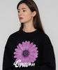 GRAVER [Unisex] Purple Daisy Flower Smile Sweatshirt_Black