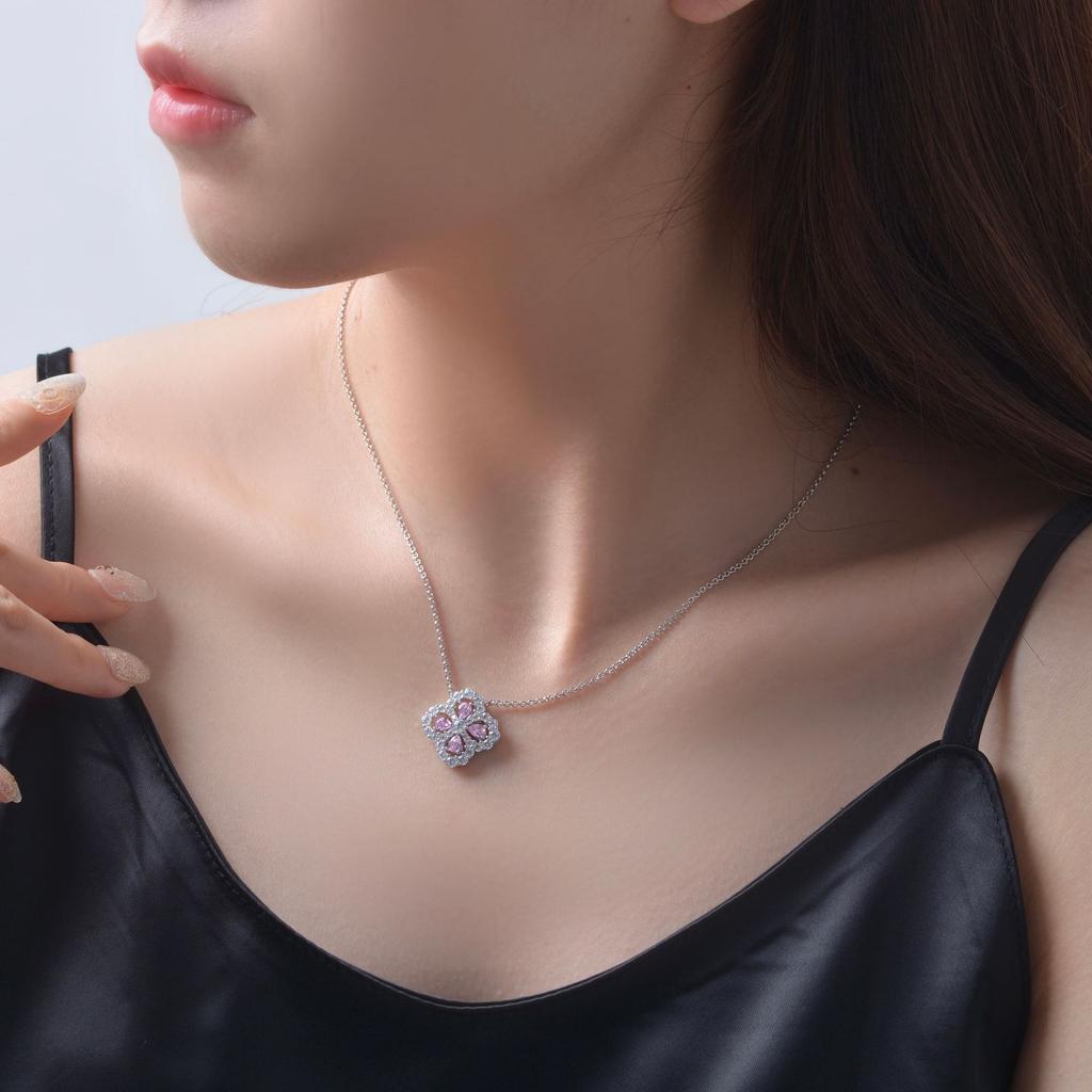 Gica Gema High Carbon Diamond Pendants Necklace 925 Sterling Silver Pink Gemstone Romantic Fine Jewelry Wedding Party Gifts New Trend