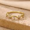 Zircon Geometric Wave Rings For Women Gold Color Stainless Steel Ring Hypoallergenic Wedding Christmas Jewelry Gift