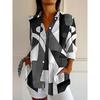 Camicia da Donna con Grafica Geometrica Astratta Vintage Quotidiana Elegante Manica Lunga Collo a Camicia Top Regolari